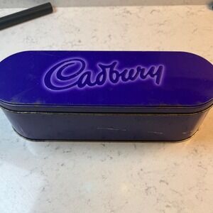 Vintage Cadbury Fingers Purple Biscuit Tin Embossed Metal Cookie Box England